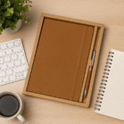 Kit Escritório Capa em Couro Reciclado e Caneta Metálica