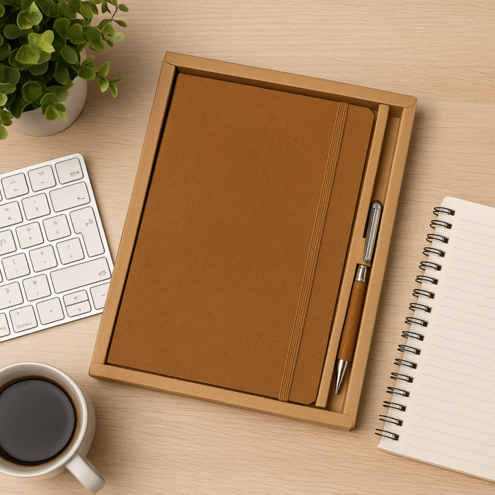 Kit Escritório Capa em Couro Reciclado e Caneta Metálica - Imagem 1