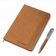 Kit Escritório Capa em Couro Reciclado e Caneta Metálica - Imagem 3